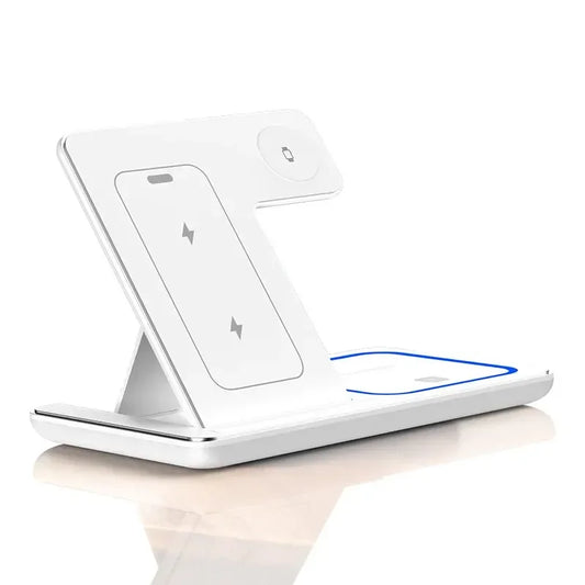  100W 3 en 1 Cargador Inalámbrico Rápido Plegable para iPhone 16 15 14 13 12 + Apple Watch S10/S9/S8 + AirPods Pro 2/4 – Base de Carga Múltiple